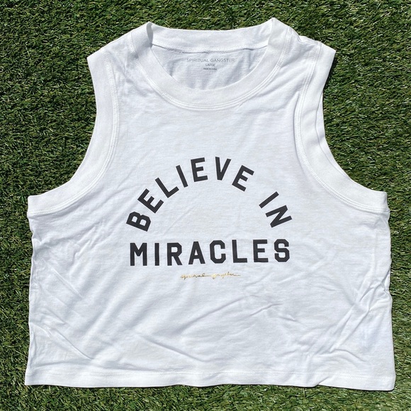 Spiritual Gangster Tops - NWOT Spiritual Gangster “I Believe in Miracles” Crop Tank